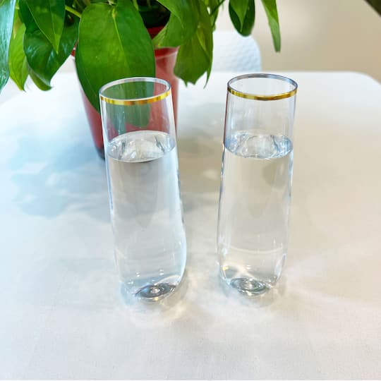 Gold Rim Stemless Champagne Flutes, 8ct. by Celebrate It™